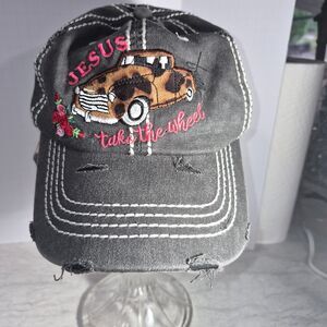 Dark Gray Jesus Take the Wheel Hat, Adjustable 100% Cotton So Beautiful.